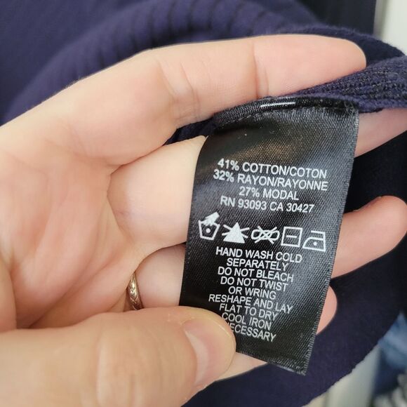 Nic + Zoe Falling Star Bell Sleeve Sweater Navy & White Size Petite Large - Picture 5 of 6